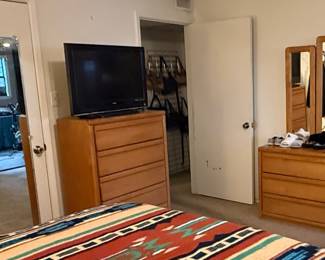 Aspen furniture LLC solid oak Tall boy and chest of drawers with mirror. Cedar lined top drawers.