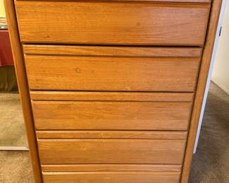 Aspen furniture LLC solid oak Tall boy cedar lined top drawer.