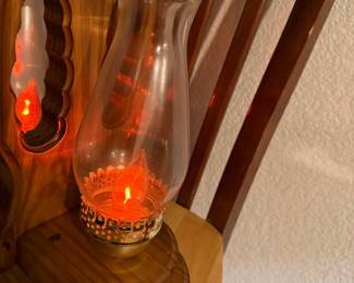 Close up of one of the flickering lights on the lamp set