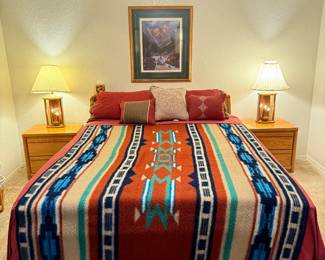 1997 solid oak bedroom set on wheels. 