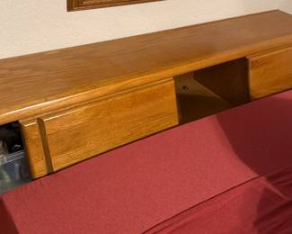 Aspen furniture LLC solid oak headboard with hidden compartments. 1997 solid oak