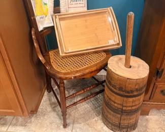 Antique Chair & Antique Butter Churn