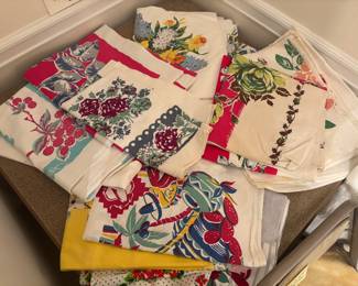 vintage table cloths bright cheery