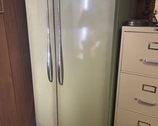 Vintage olive green side by side fridge 