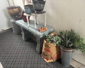 outdoor decos including cute garden bench and more