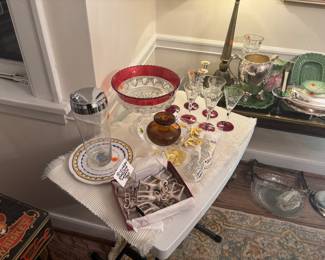 vintage glassware and place card holders