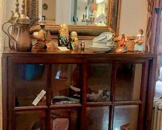 jr bookcase w glass doors, mirror  figurines