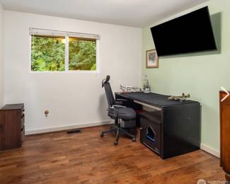 Large desk, small Armoire, office chair, end table