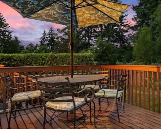 Outdoor table set with umbrella