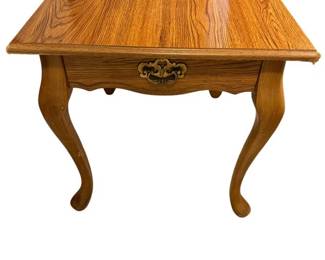 Wood Side Table with Queen Anne Style Legs