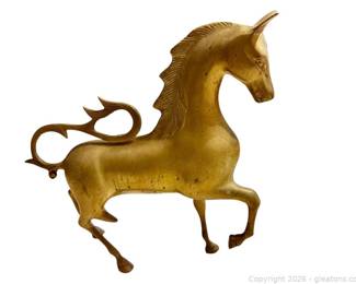Brass Prancing Horse Statue