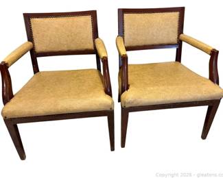 Vintage Faux Leather Armchairs with Nailhead Trim
