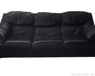 Navy 3 Person Leather Like Sofa