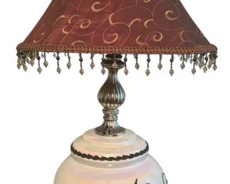 Vintage 1976 Hollywood Regency Style EF and EF Industries Parlor Lamp with Brass Base