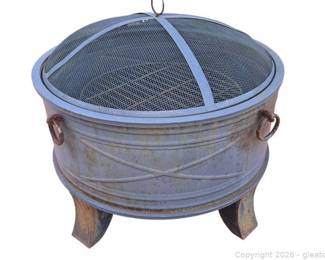 Metal Firepit with Mesh Cover