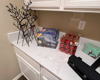 hole punch, christmas lights, iron deer