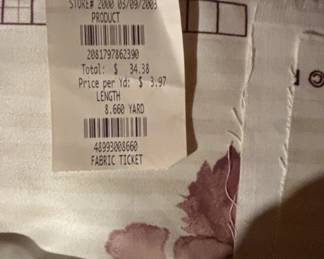 Vintage Watercolor Floral Upholstery Fabric Remnant Mauve  Cream