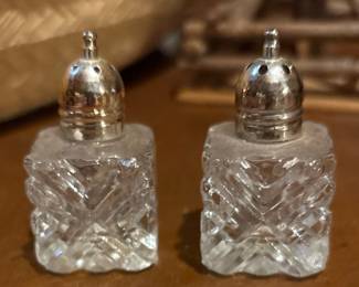 Vintage F.B. Rogers Crystal Salt and Pepper Shakers, Made in Japan