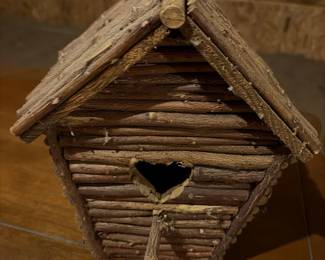 Rustic Log Birdhouse with HeartShaped Entrance