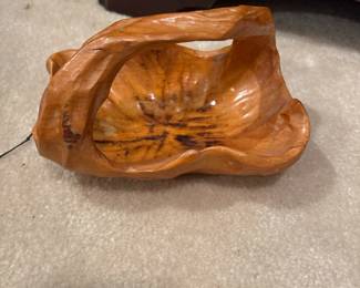 Hand Carved Burl Wood Basket
