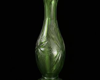 Green Depression Glass Starburst Bud Vase