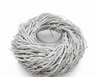 White Washed Grapevine Wreath with Glass Jar Holder second image