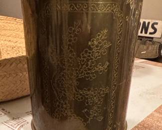 Vintage Brass Chinoiserie Tea Canister fourth image