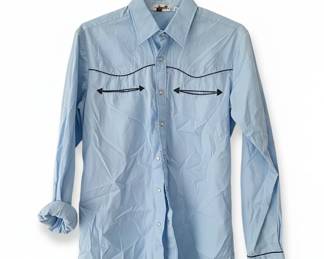 Van Cort Westerner Light Blue Pearl Snap Western Shirt with Black Piping and Arrow Embroidery fourth image