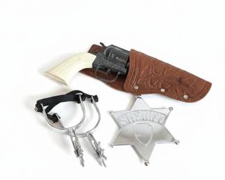 Vintage Pony Boy Cap Gun Set with Holster, Badge, and Spurs fourth image