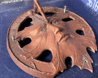 Copper faced ‘green man’ sundial from Carson Statesmetal.