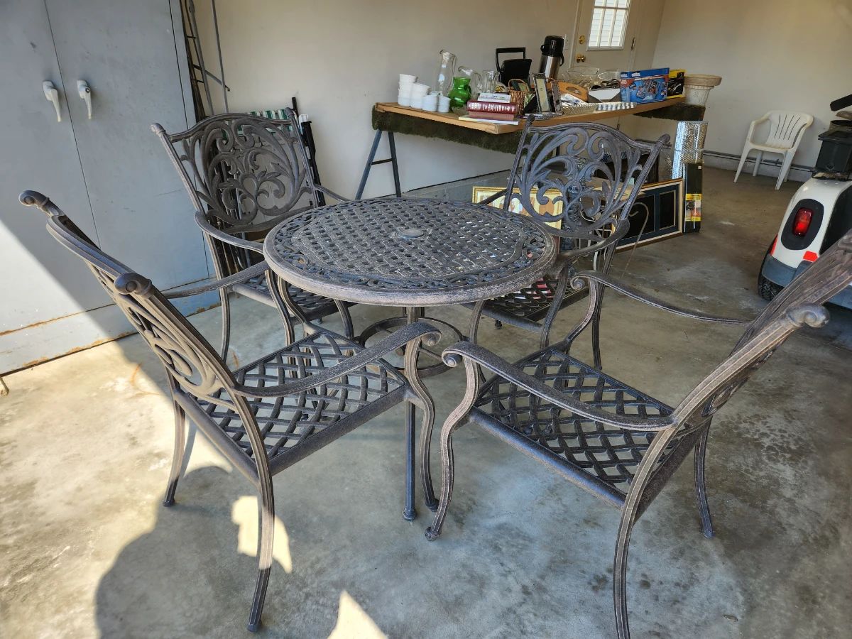 5 Piece Wrought Iron Patio Set; $500