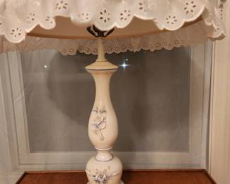 Vintage Table Lamp with blue roses; $35