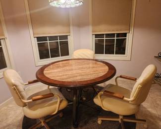 Kitchen Table with 3 Rolling Chairs; $150