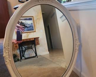 White Oval Vintage Mirror $35