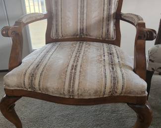Louis XV Armchair with Cream Striped Upholstery; $200