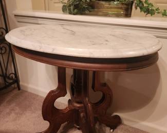 Antique Parlor Table with Marble Top; $400