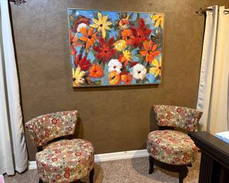 Pair of lordly chairs and wall art