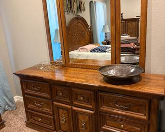 Wooden dresser and mirror