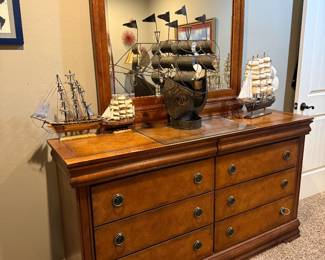 Hooker dresser and mirror with sailboat decor