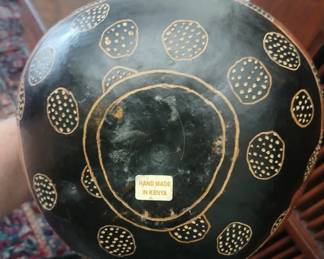 Lovely decorated dried gourd vase, hand made in Kenya. 8x8. $40.