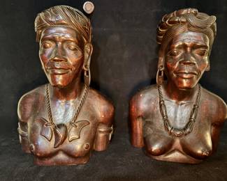 Balinese Hand Carved Wooden Busts