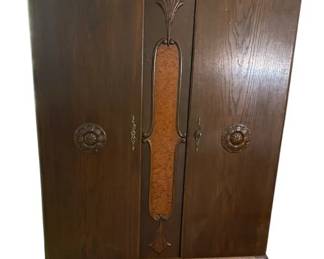 Vintage Walnut Art Deco Chifforobe