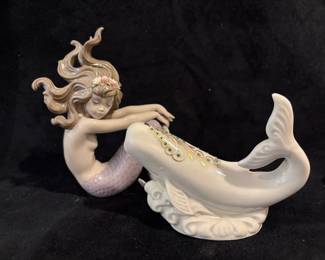 Lladro Mermaid And Lenox Whale