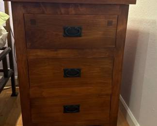 Mission Style Three Drawer Nightstand