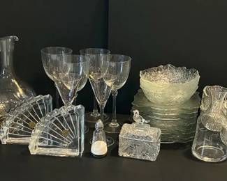 Crystal DArques Fan Dishes And Other Etched Glass