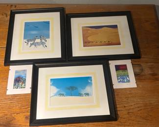 Framed Artist Prints Zebras Camels Elephants