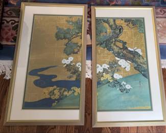 Japanese Artwork Paulownias and Chrysanthemums by Sakai Hitsu Reproduction Print