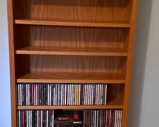 Wood Bookshelf and CD Collection