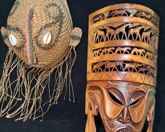 Woven Yam Mask Carved African Tribal Mask