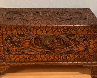 Hand Carved Wood Chest
